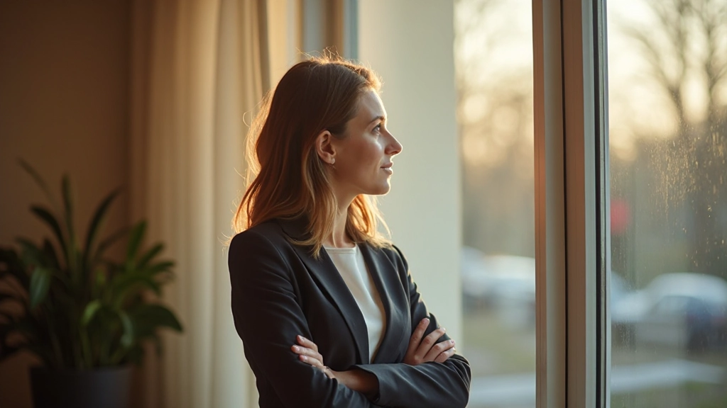 Professionele vrouw die nadenkt over haar toekomst